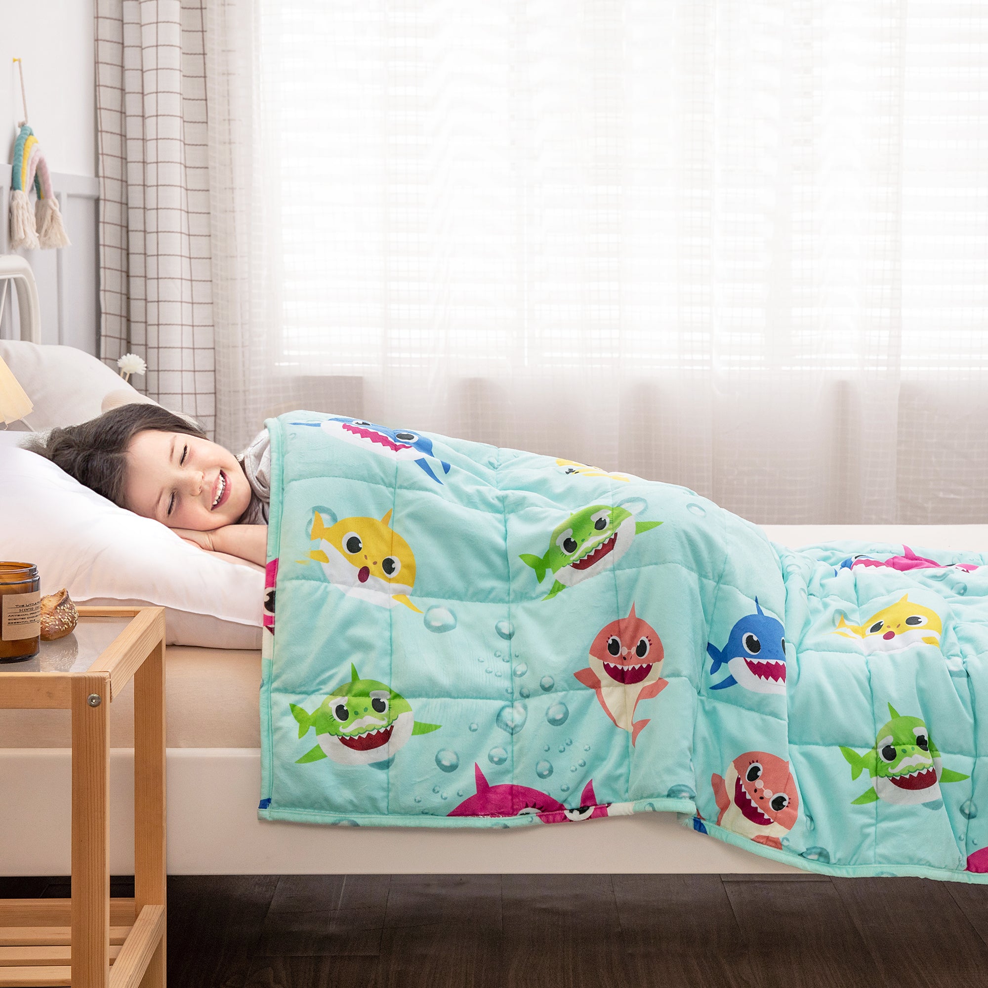 Uttermara Weighted Blanket for Kids 3/5/7lbs Mint Shark