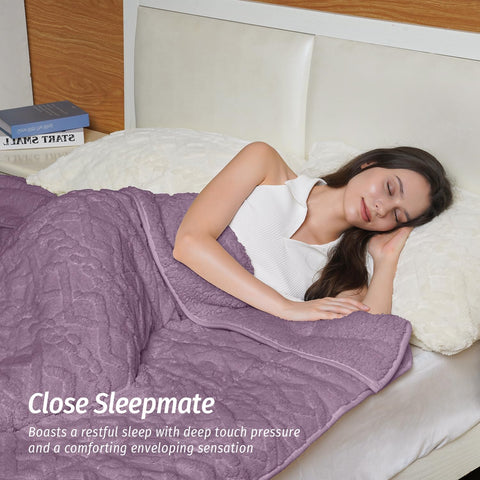 Jacquard Sherpa Weighted Blankets | Chunky Knitting Stripe | Purple