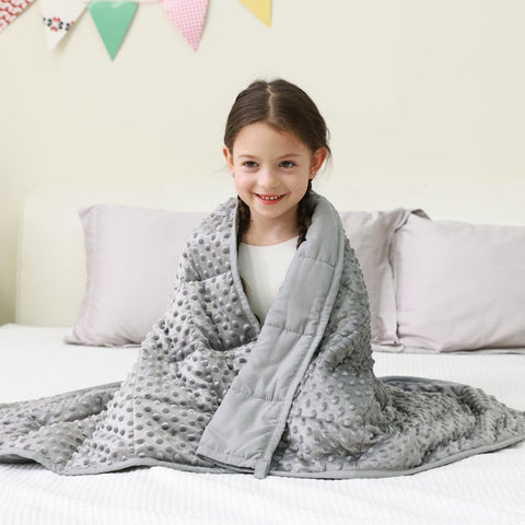 Minky Dots Weighted Lap Blanket for Kids | Grey