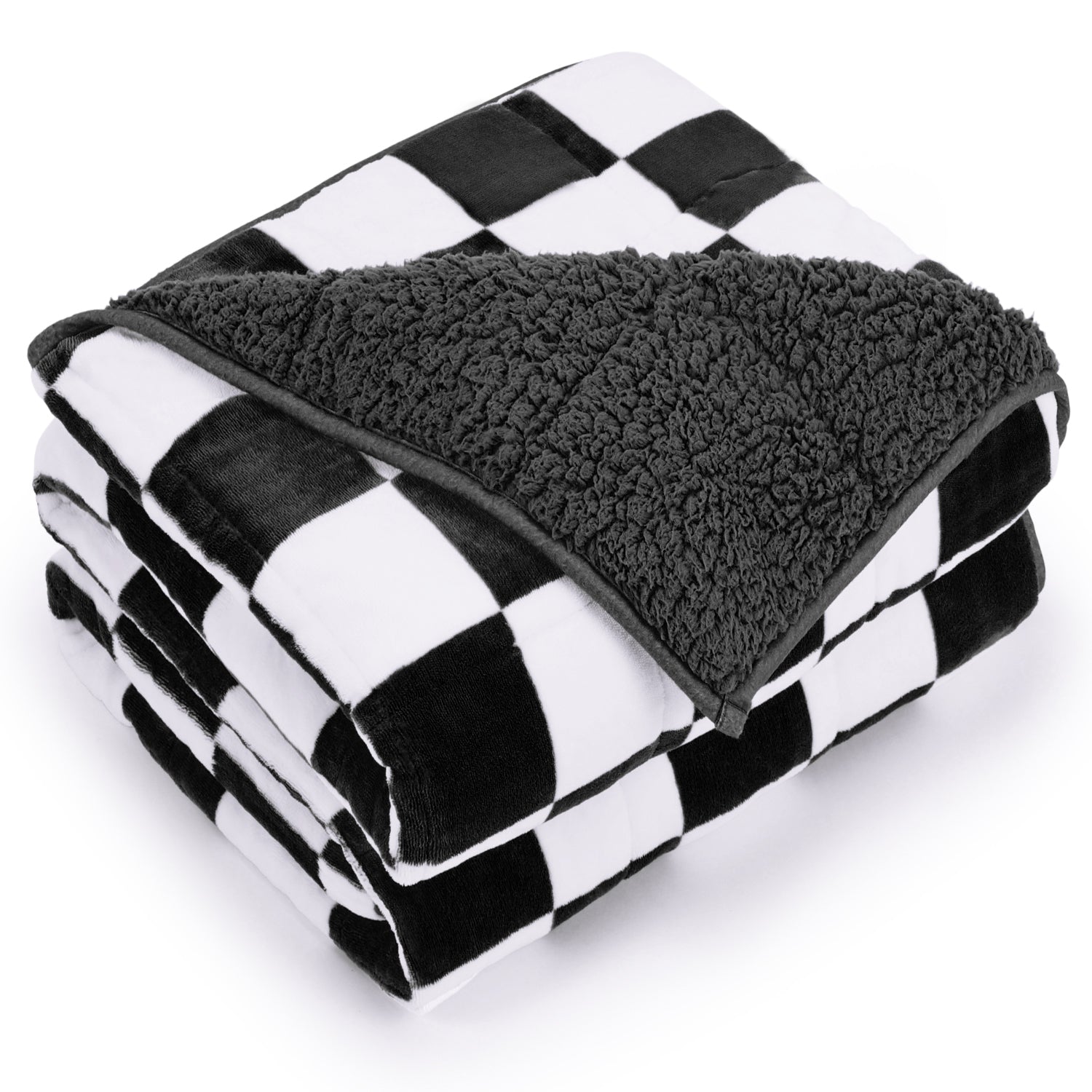 Soft Fluffy Heavy Checkerboard Blankets with Plush Flannel Top