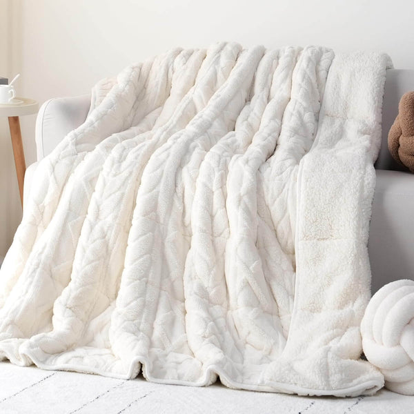 Jacquard Cable Fleece Weighted Blanket