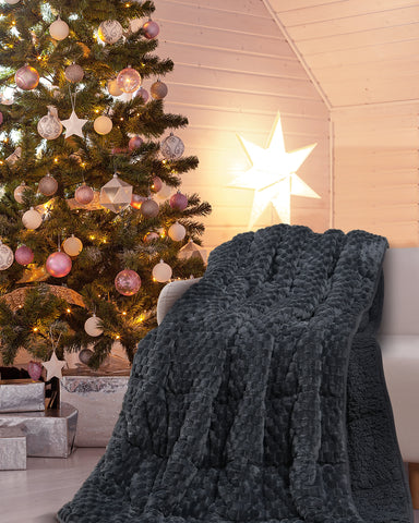 Uttermara Sherpa Fleece Weighted Blankets 12/15 lbs – Turtle Shell Dark Grey