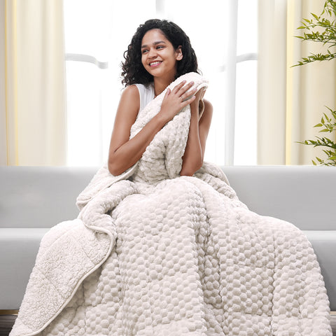 Uttermara Sherpa Fleece Weighted Blankets 12/15/20 lbs – Turtle Shell White
