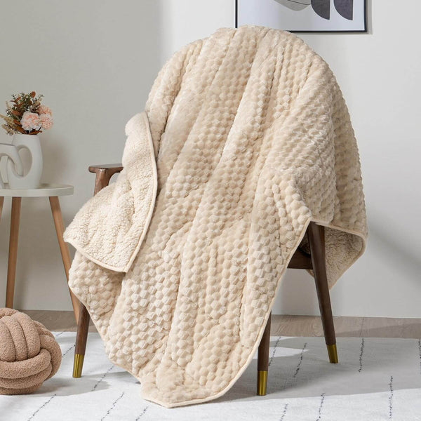 Jacquard Flannel Weighted Blankets | 3D Imitation Turtle Shell | Khaki
