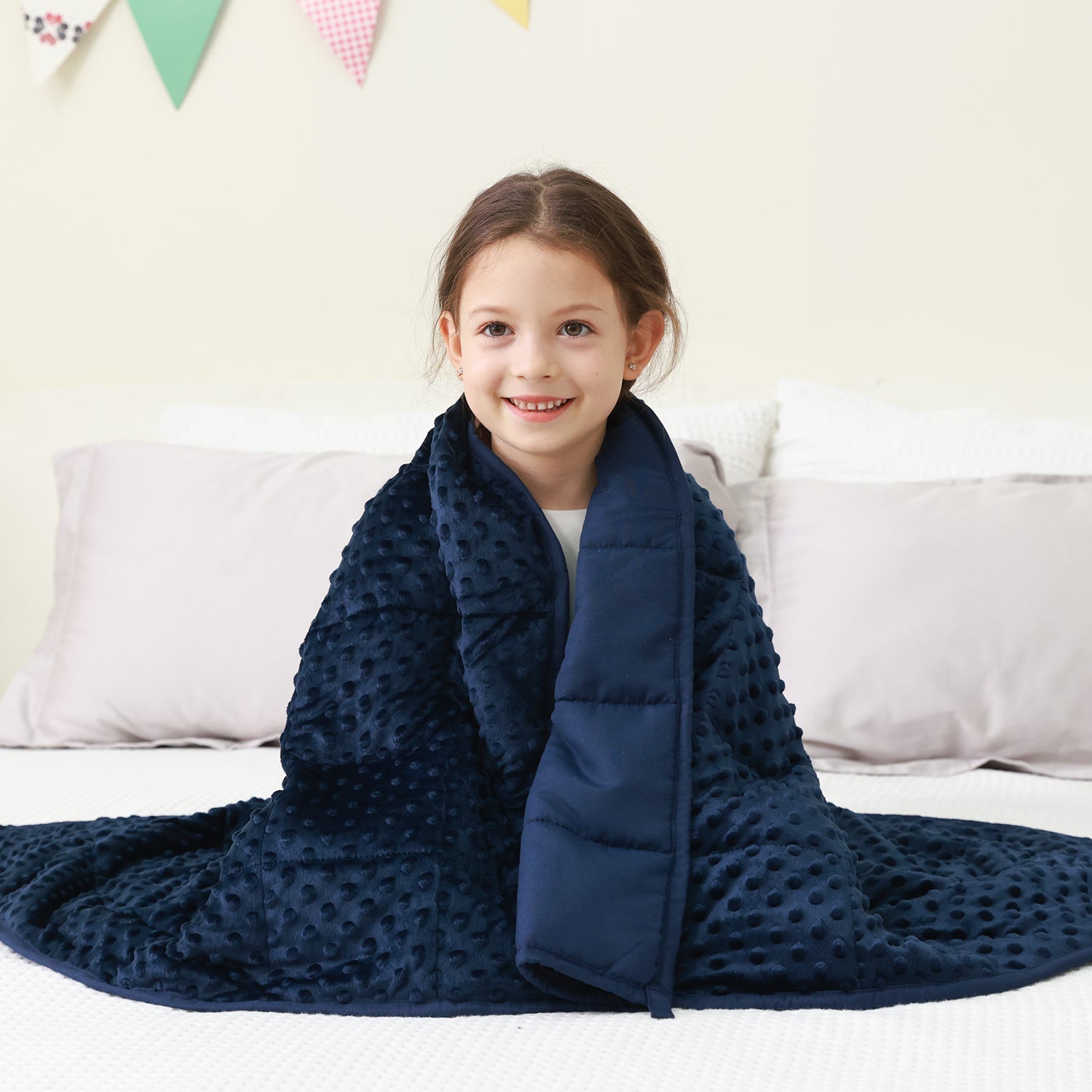 Navy Blue Kid Minky Dotted Blankets | Uttermara