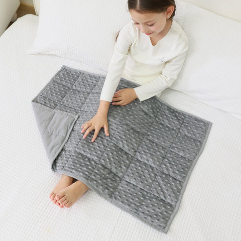 Minky Dots Weighted Lap Blanket for Kids | Grey