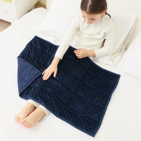 Minky Dots Weighted Lap Blanket for Kids | Navy Blue