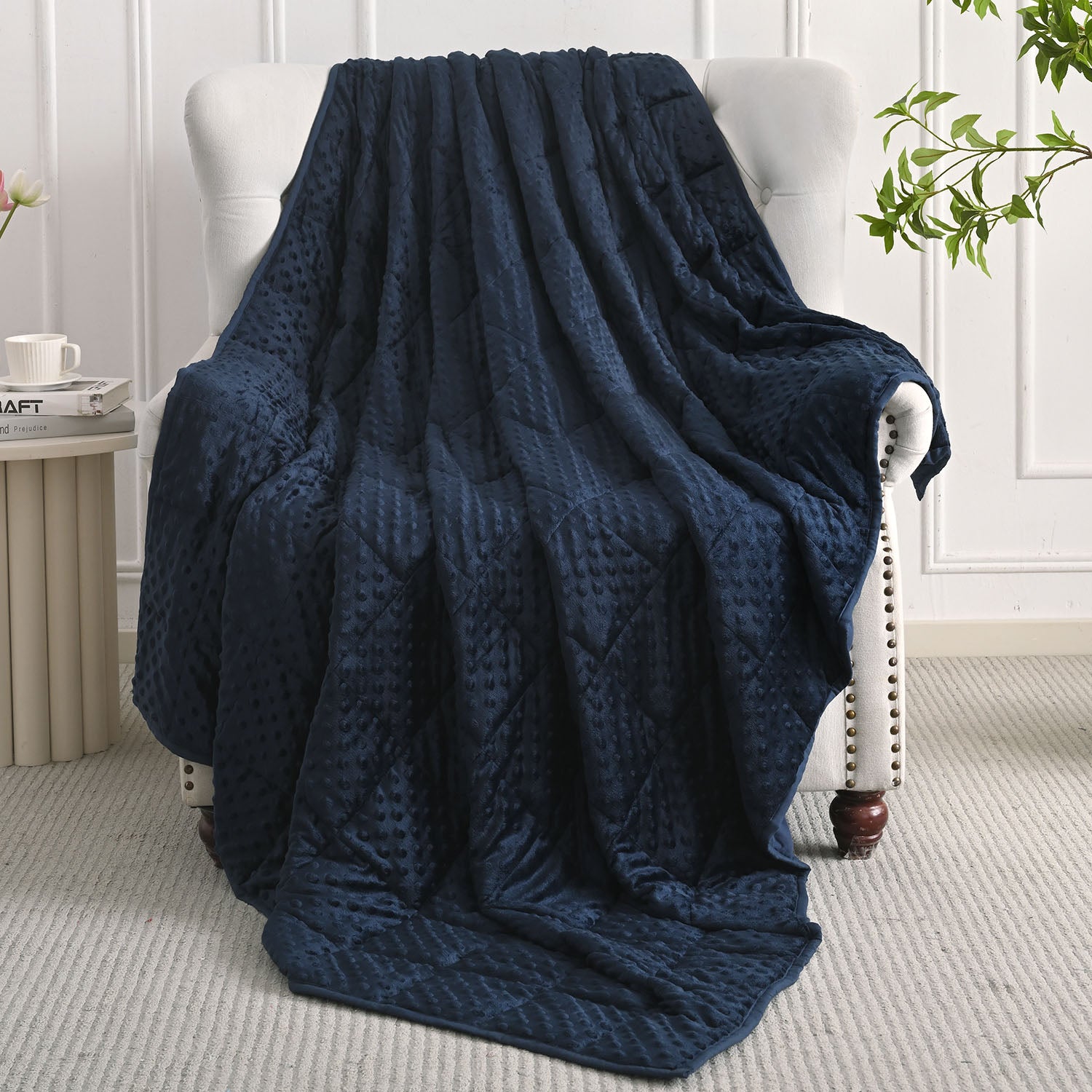 All Season Navy Blue Microfiber Reversible Weighted Throw Blankets | Uttermara