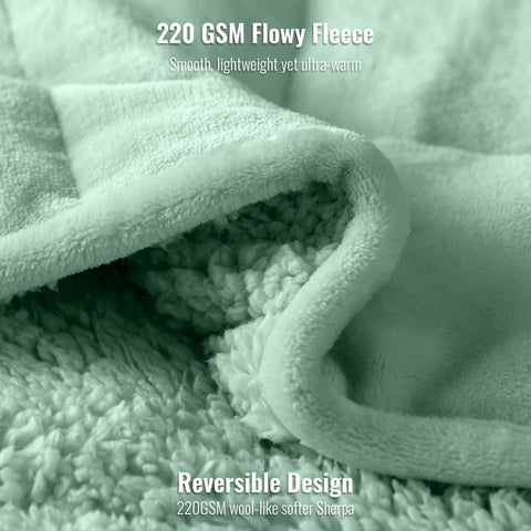 Flannel Sherpa Fleece Weighted Blankets | Sage Green