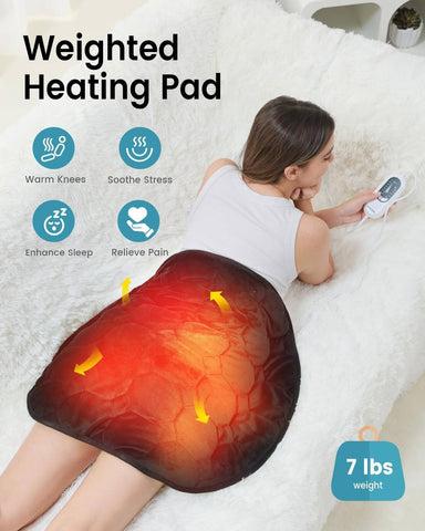 Weighted Heating Pad 7lbs for Deeper Pain Relief | Black