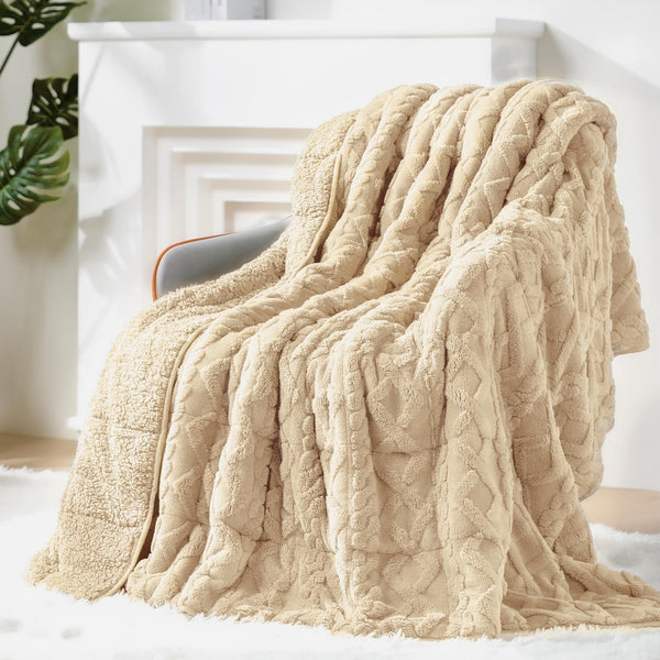 Jacquard Sherpa Weighted Blankets | Chunky Knitting Stripe