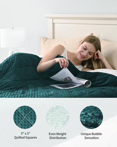 Minky Dots Weighted Blankets | Dark Green