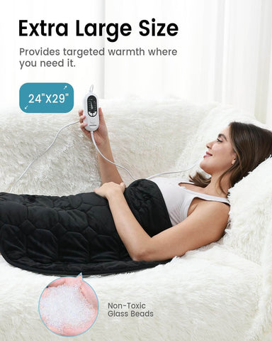 Weighted Heating Pad 7lbs for Deeper Pain Relief | Black