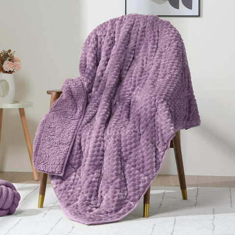 Jacquard Flannel Weighted Blankets | 3D Imitation Turtle Shell | Purple