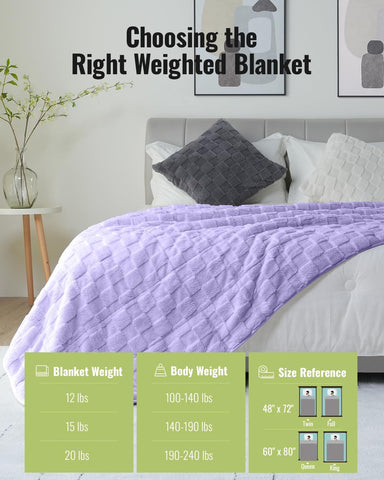 Fleece Checkerboard Weighted Blankets | White