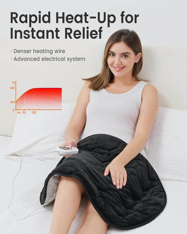 Weighted Heating Pad 7lbs for Deeper Pain Relief | Black