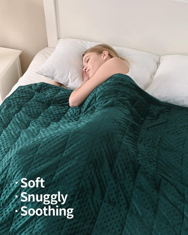 Minky Dots Weighted Blankets | Dark Green