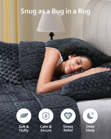 Uttermara Sherpa Fleece Weighted Blankets 12/15 lbs – Turtle Shell Dark Grey