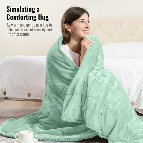 Flannel Sherpa Fleece Weighted Blankets | Sage Green