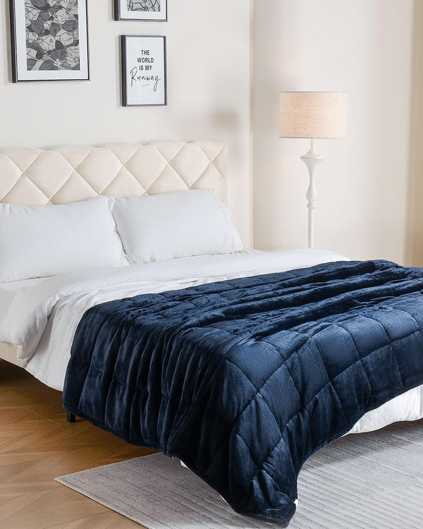 Flannel Sherpa Fleece Weighted Blankets | Navy blue