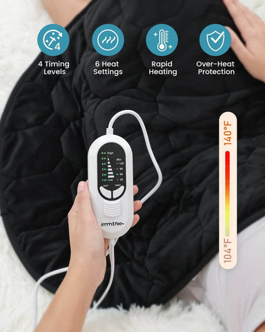 Weighted Heating Pad 7lbs for Deeper Pain Relief | Black