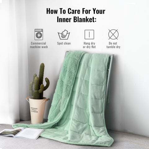 Flannel Sherpa Fleece Weighted Blankets | Sage Green