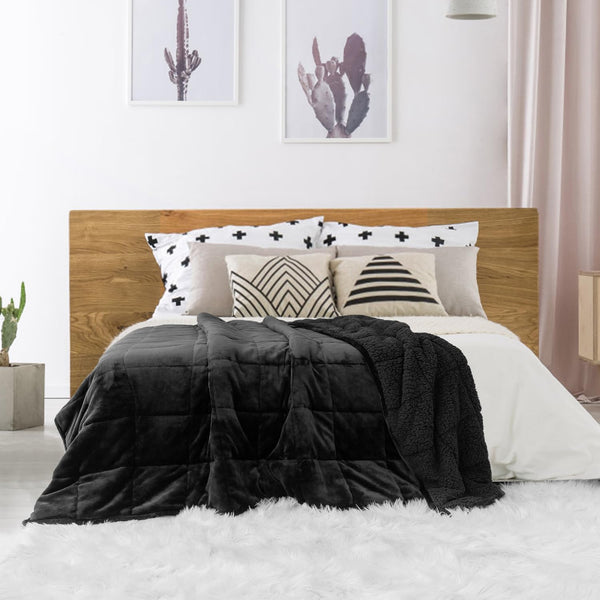 Sivio Flannel Sherpa Fleece Weighted Blankets | Black