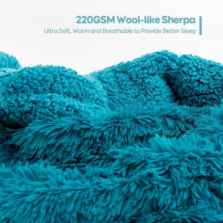 Uttermara Weighted Blanket Queen Size 12/15/20 lbs for Adults , Long Shaggy Faux Fur and Cozy Warm Sherpa Reverse Weighted Blankets for Winter, Thick Heavy Blanket for Sofa Bed, Rainbow-0013