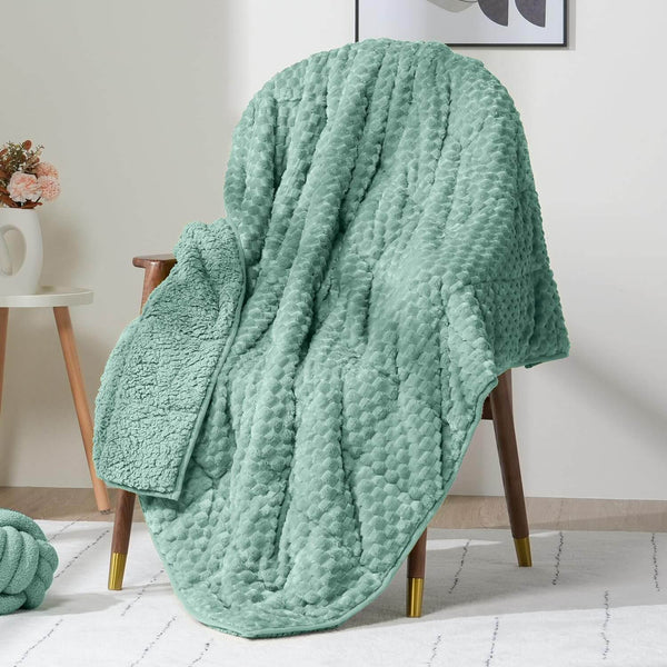 Jacquard Flannel Weighted Blankets | 3D Imitation Turtle Shell | Light Green
