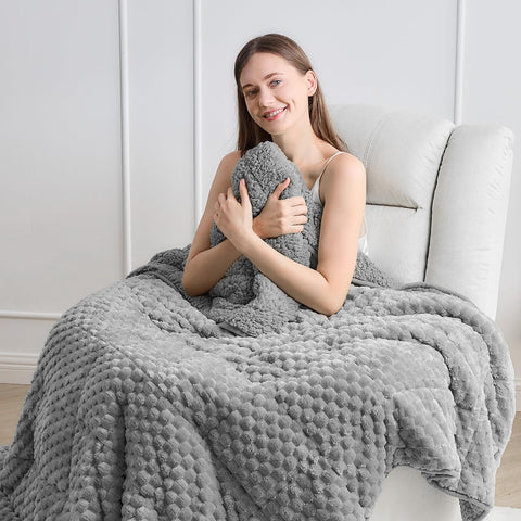 Jacquard Flannel Weighted Blankets | Turtle Shell Grey