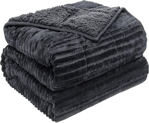 Sherpa Striped Ribbed Weighted Blankets