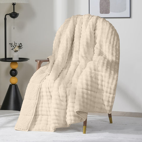 Uttermara Sherpa Fleece Weighted Blankets 12/15/20 lbs – Turtle Shell Beige