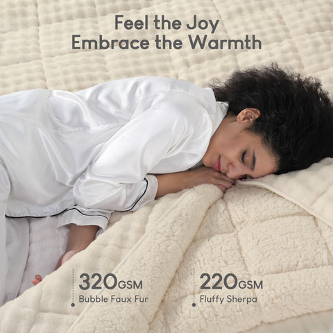 Uttermara Sherpa Fleece Weighted Blankets 12/15/20 lbs – Turtle Shell Beige