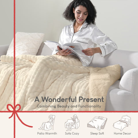 Uttermara Sherpa Fleece Weighted Blankets 12/15/20 lbs – Turtle Shell Beige