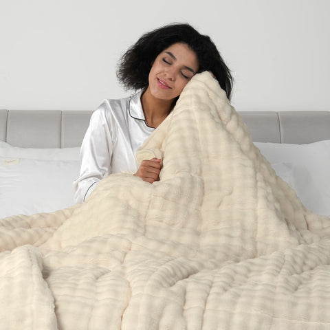Uttermara Sherpa Fleece Weighted Blankets 12/15/20 lbs – Turtle Shell Beige