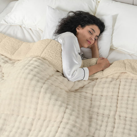 Uttermara Sherpa Fleece Weighted Blankets 12/15/20 lbs – Turtle Shell Beige