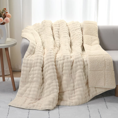 Uttermara Sherpa Fleece Weighted Blankets 12/15/20 lbs – Turtle Shell Beige