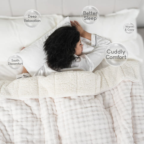 Uttermara Sherpa Fleece Weighted Blankets 12/15/20 lbs – Turtle Shell Cream White