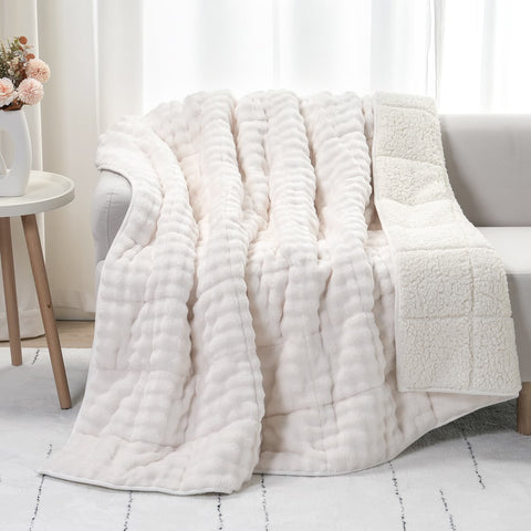 Uttermara Sherpa Fleece Weighted Blankets 12/15/20 lbs – Turtle Shell Cream White