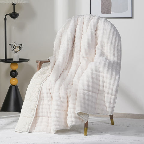 Uttermara Sherpa Fleece Weighted Blankets 12/15/20 lbs – Turtle Shell Cream White