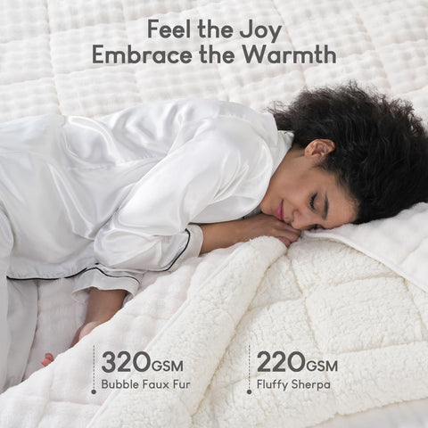 Uttermara Sherpa Fleece Weighted Blankets 12/15/20 lbs – Turtle Shell Cream White