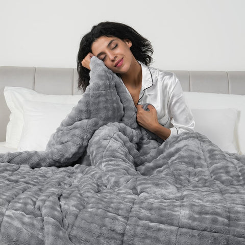 Uttermara Sherpa Fleece Weighted Blankets 12/15 lbs – Turtle Shell Grey