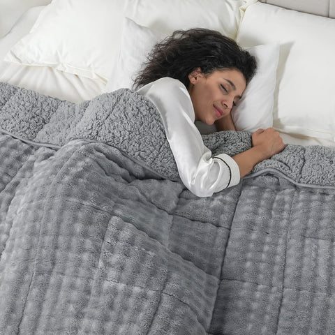 Uttermara Sherpa Fleece Weighted Blankets 12/15 lbs – Turtle Shell Grey
