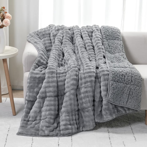 Uttermara Sherpa Fleece Weighted Blankets 12/15 lbs – Turtle Shell Grey