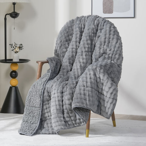 Uttermara Sherpa Fleece Weighted Blankets 12/15 lbs – Turtle Shell Grey