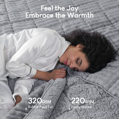 Uttermara Sherpa Fleece Weighted Blankets 12/15 lbs – Turtle Shell Grey