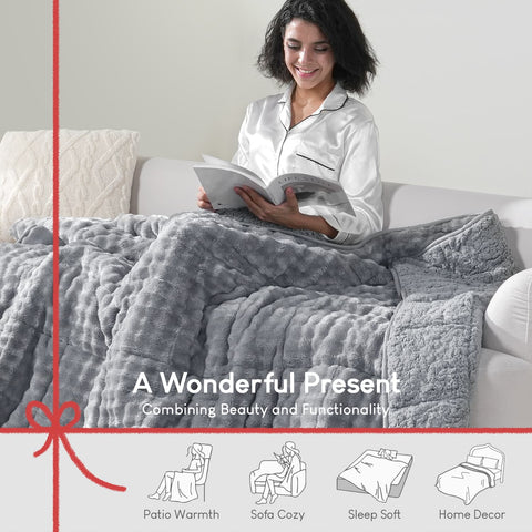 Uttermara Sherpa Fleece Weighted Blankets 12/15 lbs – Turtle Shell Grey
