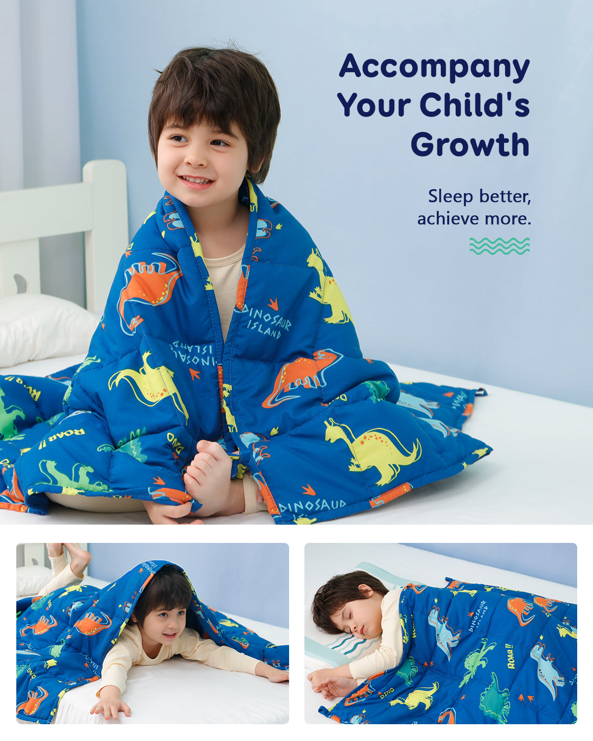 Uttermara Kids Weighted Blanket Blue Dinosaur