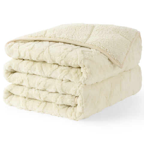 Jacquard Weighted Blanket for Adults, 3D Cable Pattern 12lb/15lb/20lb Beige| Uttermara