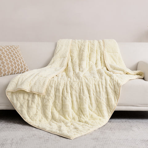 Jacquard Weighted Blanket for Adults, 3D Cable Pattern 12lb/15lb/20lb Beige| Uttermara